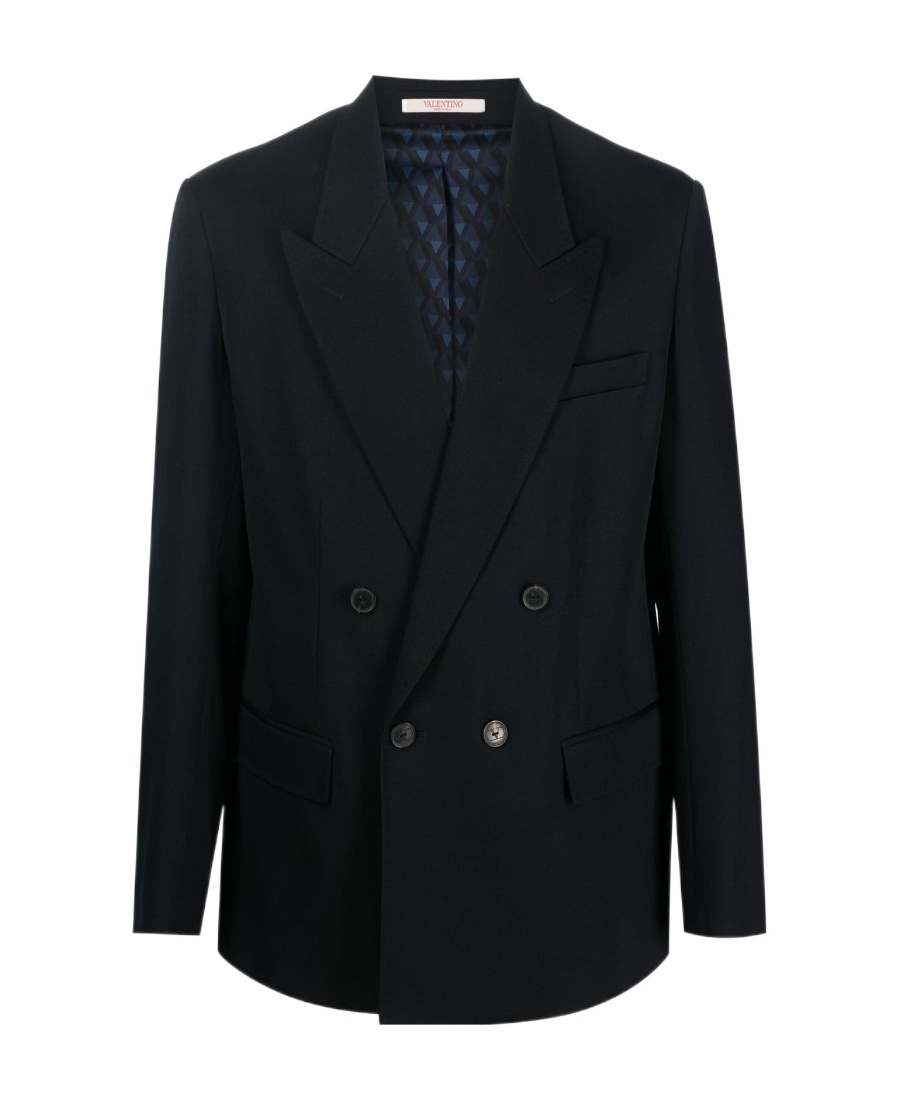 Valentino Lapel Long-sleeved Suit Jacket In Black