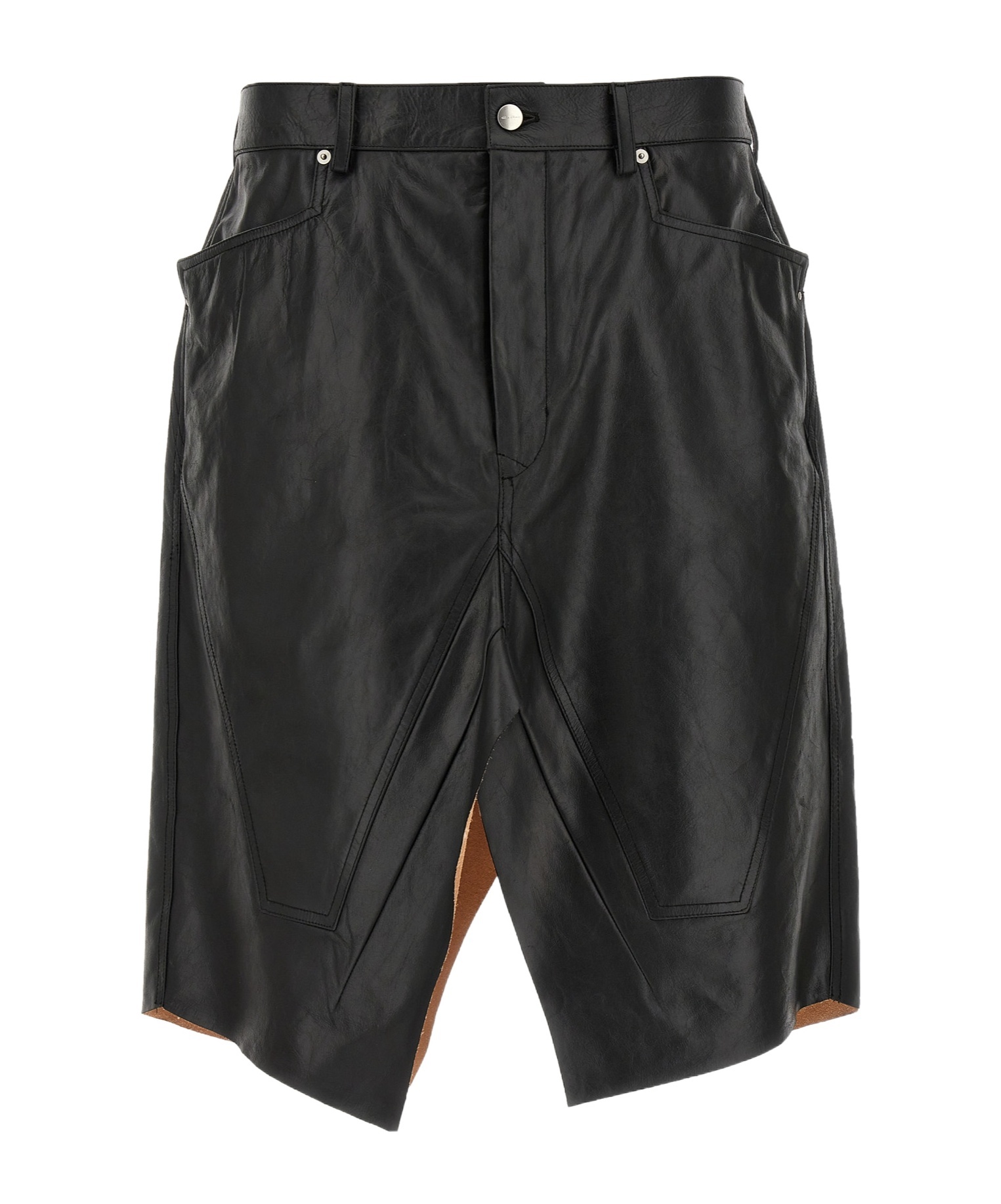 Rick Owens Black Hollywood Slivered Leather Skirt In Black