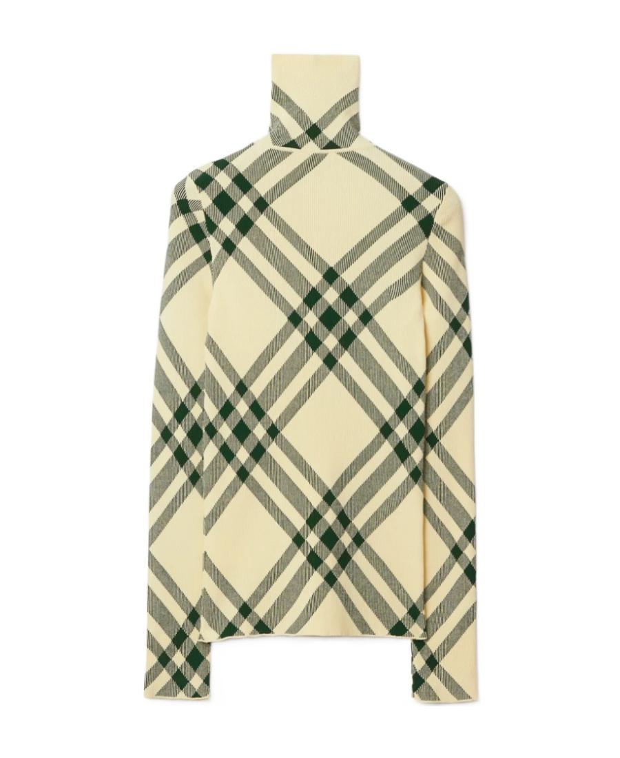 Burberry Check-pattern High-neck Jumper In Nude