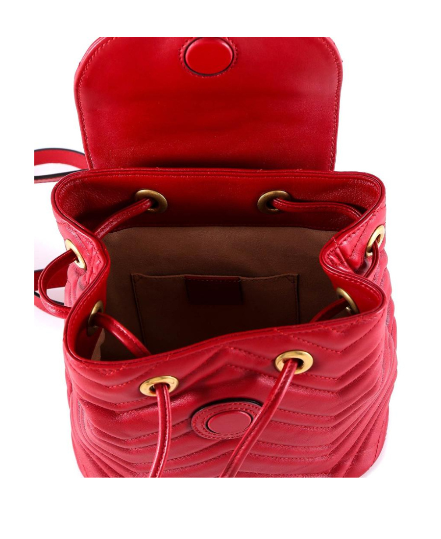 Gucci Red Marmont Quilted Leather Backpack In Red