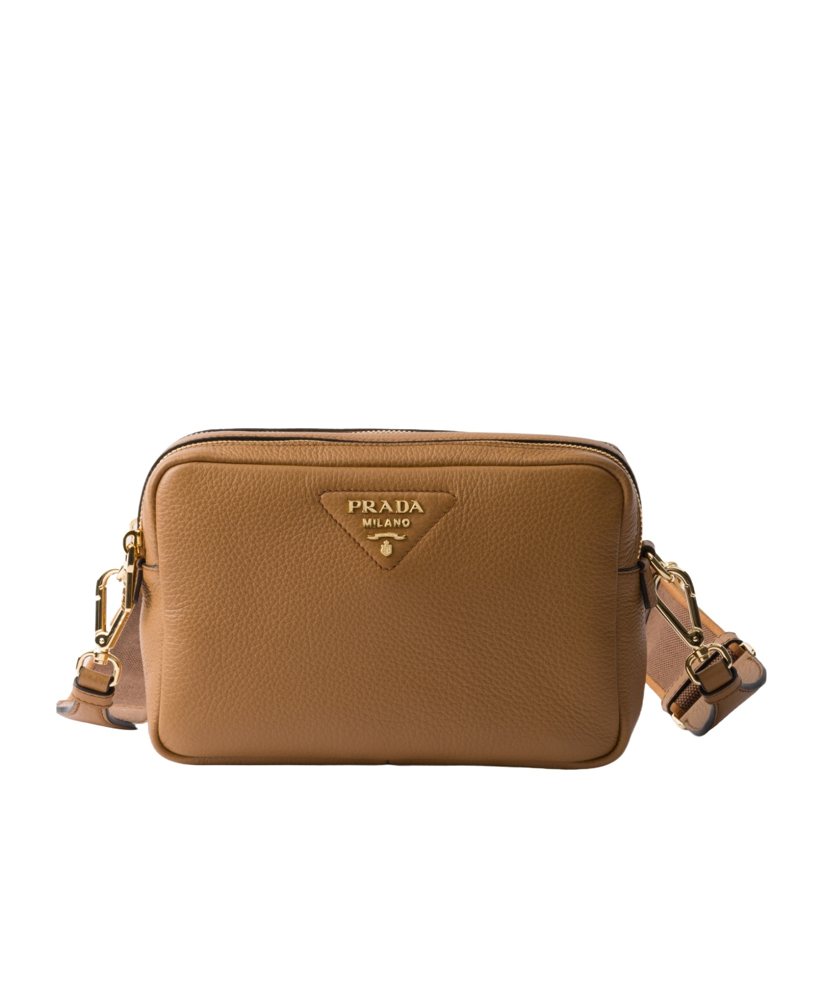 Shop Prada Small Leather Shoulder Bag In Brown