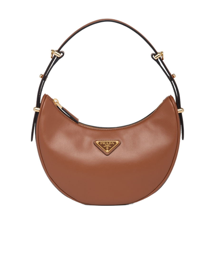 Prada Cognac Arqu Small Shoulder Bag In Brown