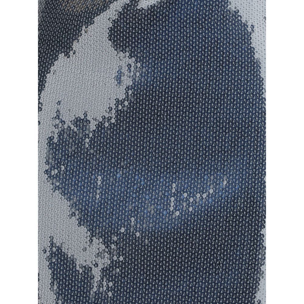 Coperni Ruched Sequin-embellished Gown In Blue