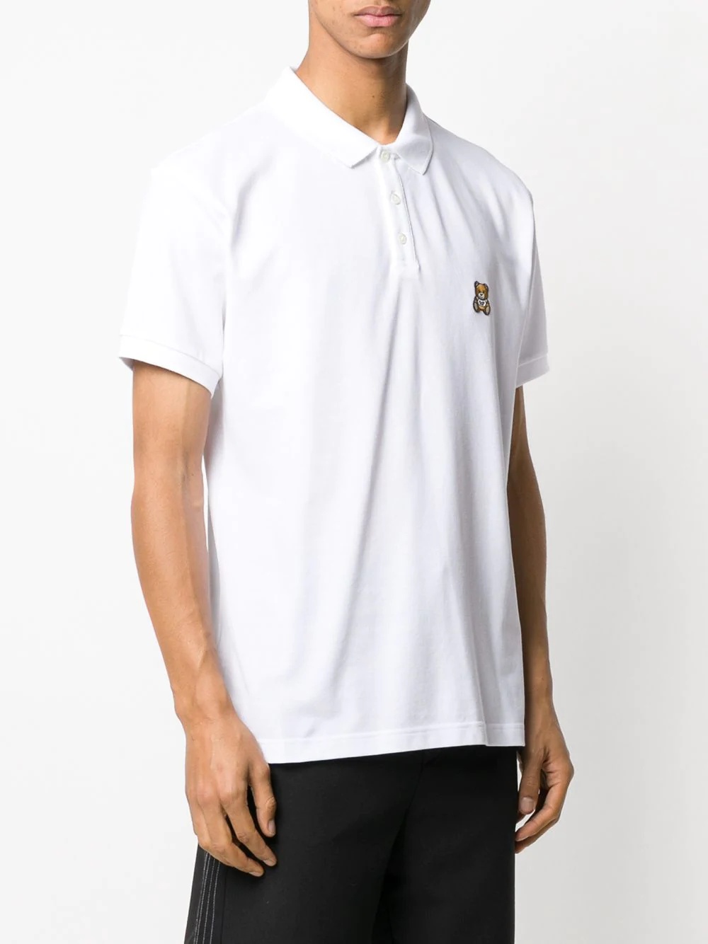 Moschino Teddy Bear Embroidered Polo Shirt In White