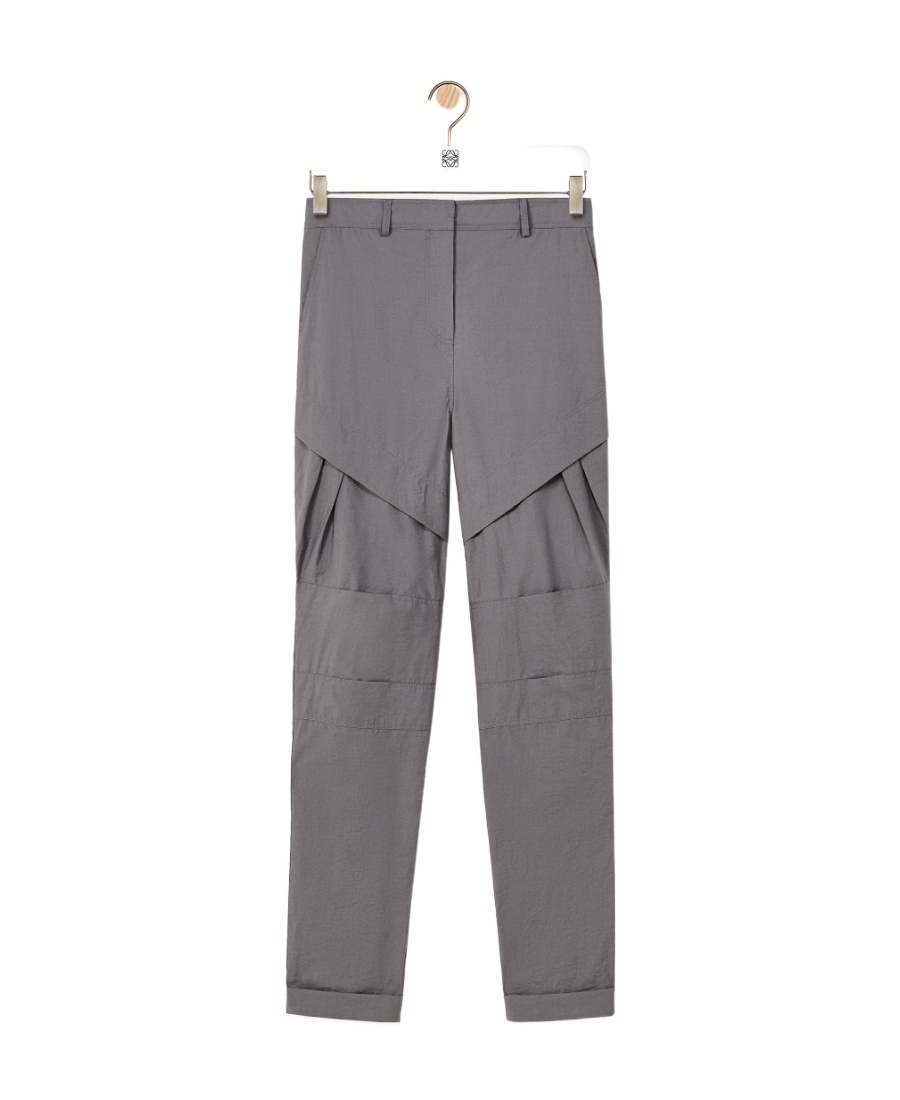 Loewe High-waisted Pleated Casual Pants In Gray