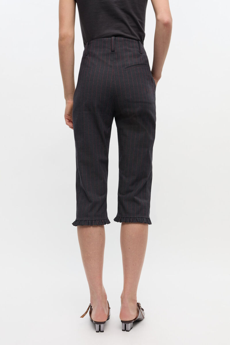 Ganni Pinstriped Trousers - Women's - Fabric In Black