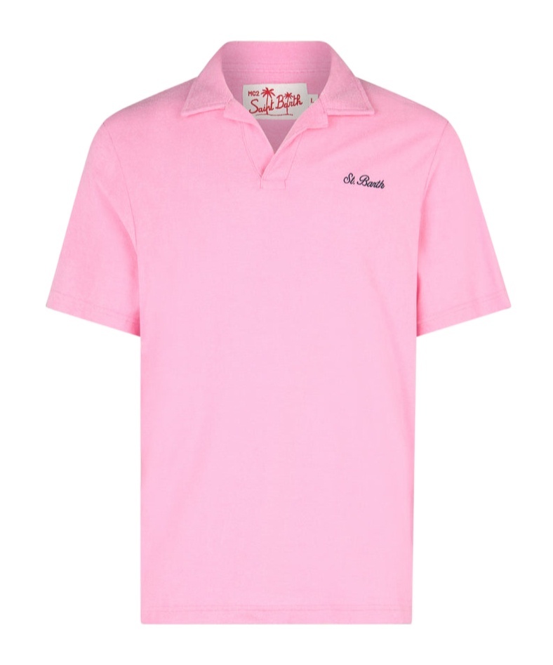 Mc2 Saint Barth Jeremy Terry-cloth Polo Shirt In Pink