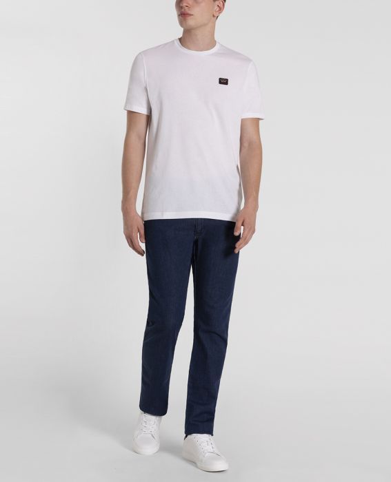 Shop Paul & Shark Logo-patch Cotton T-shirt In White