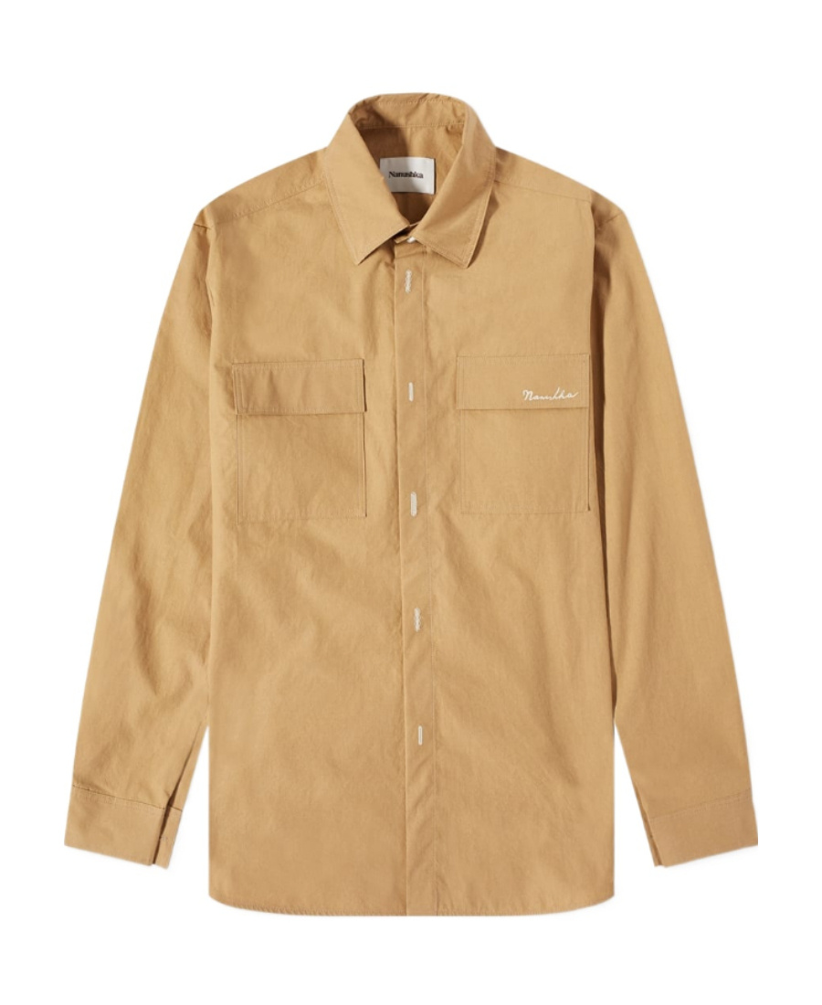 Nanushka Button-up Fitted Overshirt In Nude