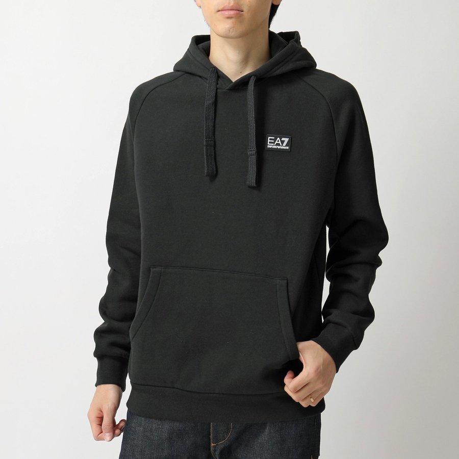 Ea7 Logo Hooded Sweater In Black