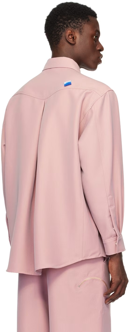 Ader Error Lapel Zipper Shirt In Pink