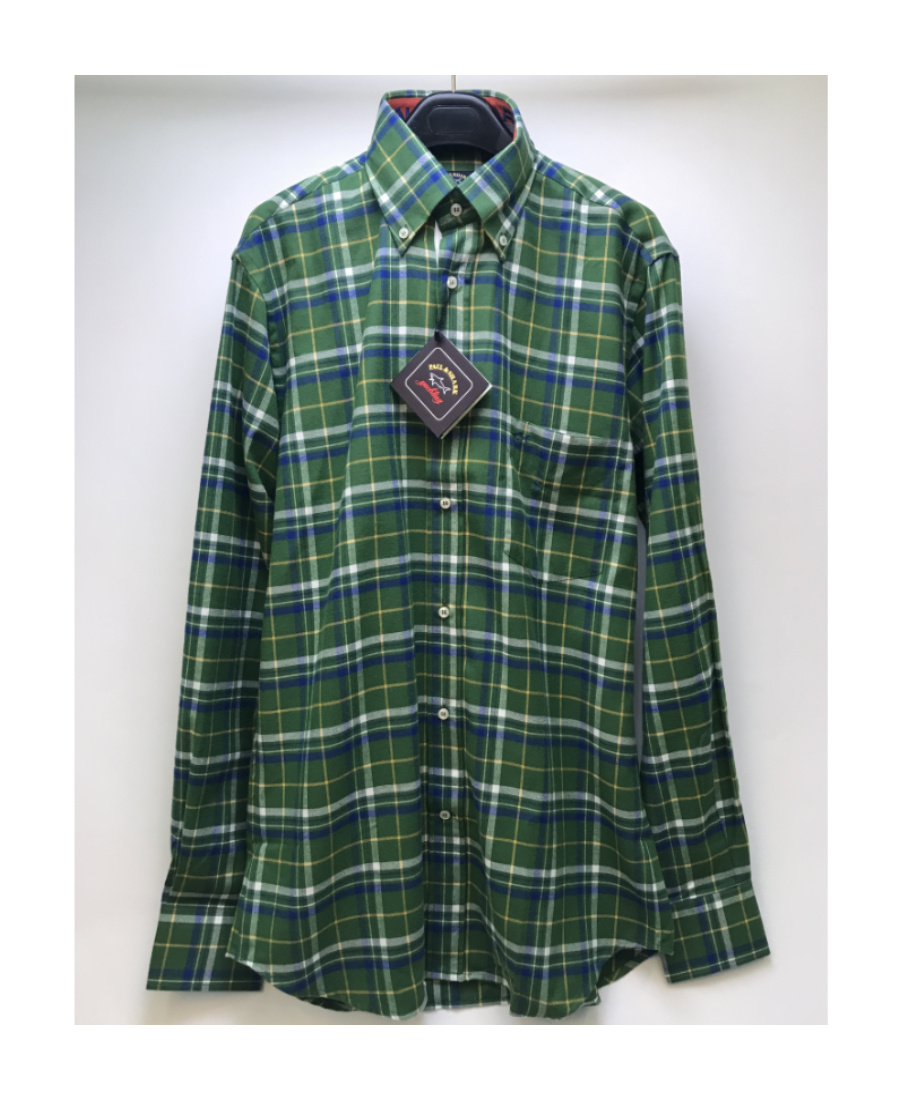 Paul & Shark Checkered Long-sleeved Shirt In Green