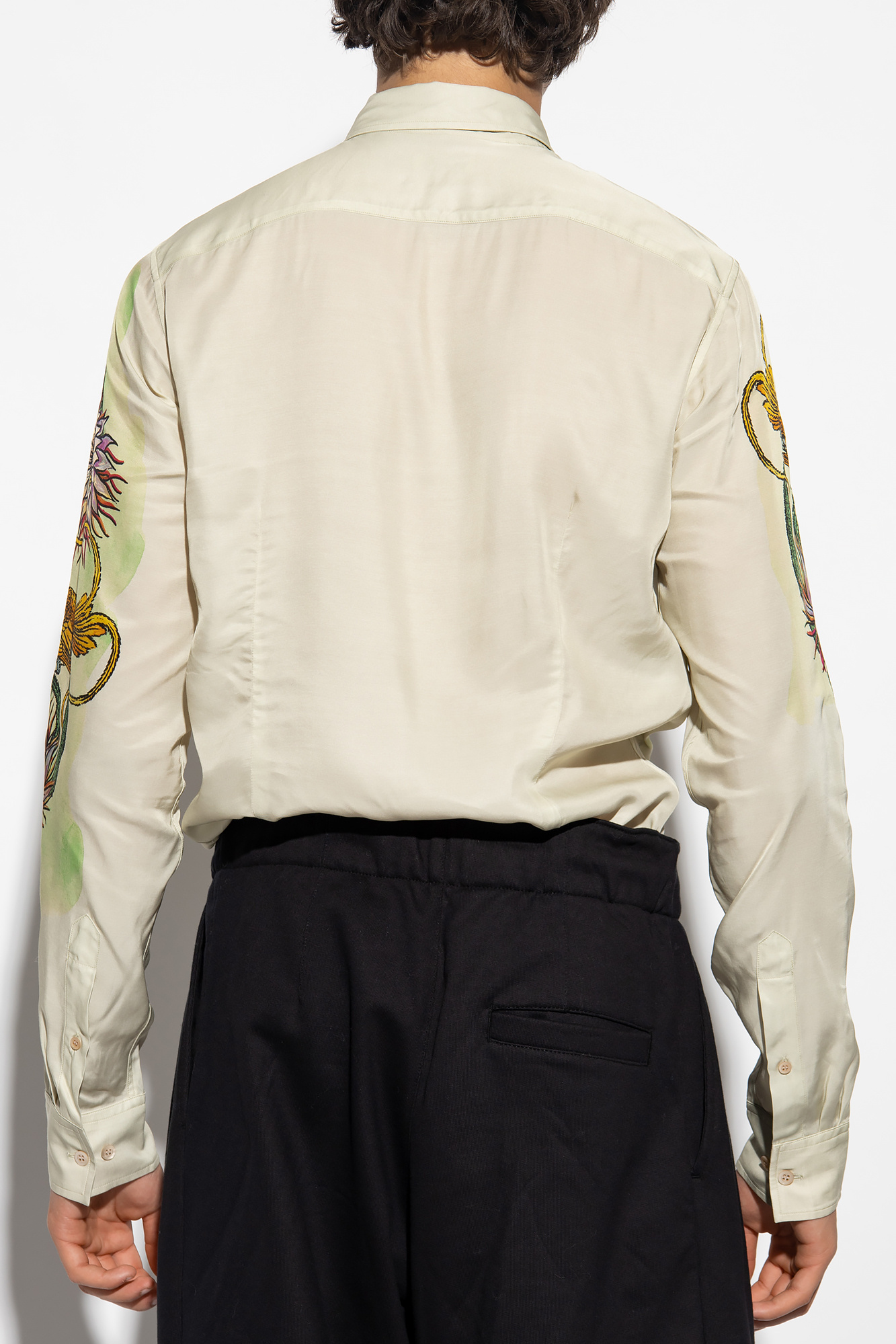Dries Van Noten Stylish Printed Slim Fit Shirt In Nude