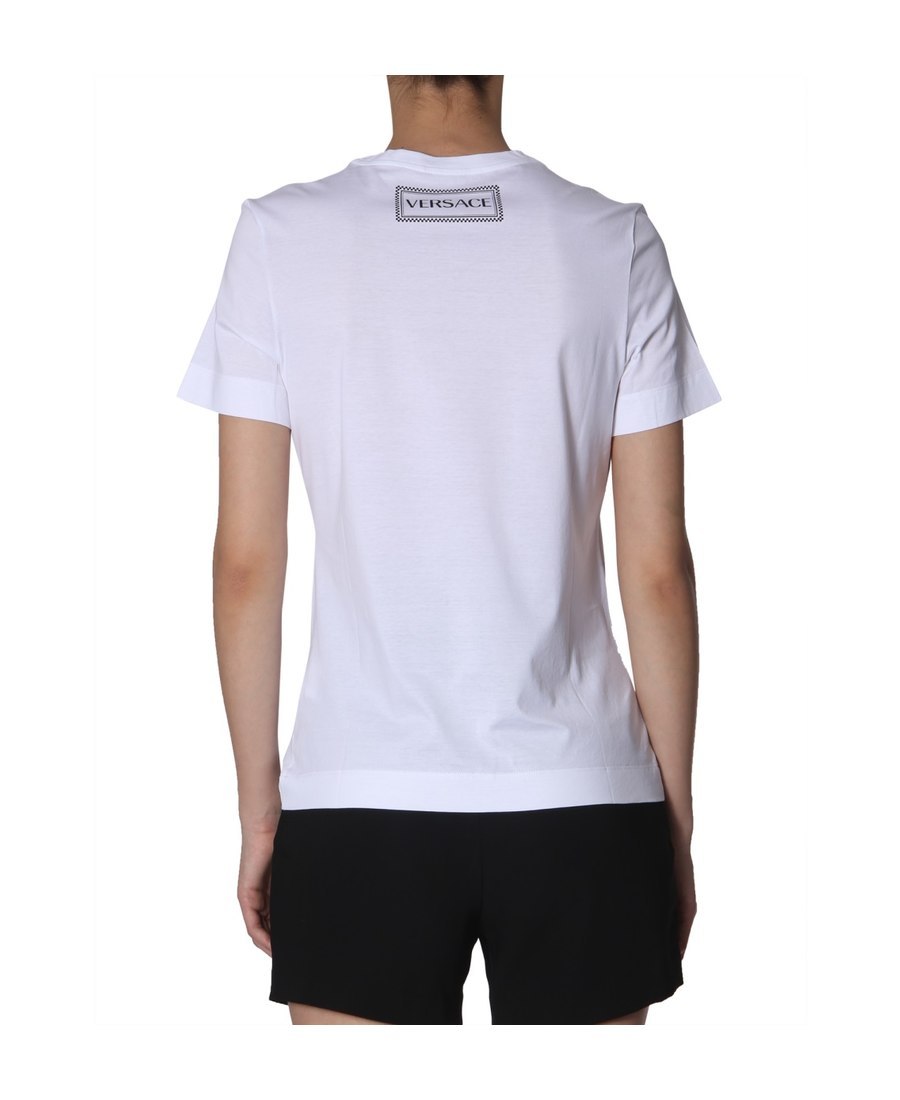 Versace White Hibiscus Printed T-shirt In White