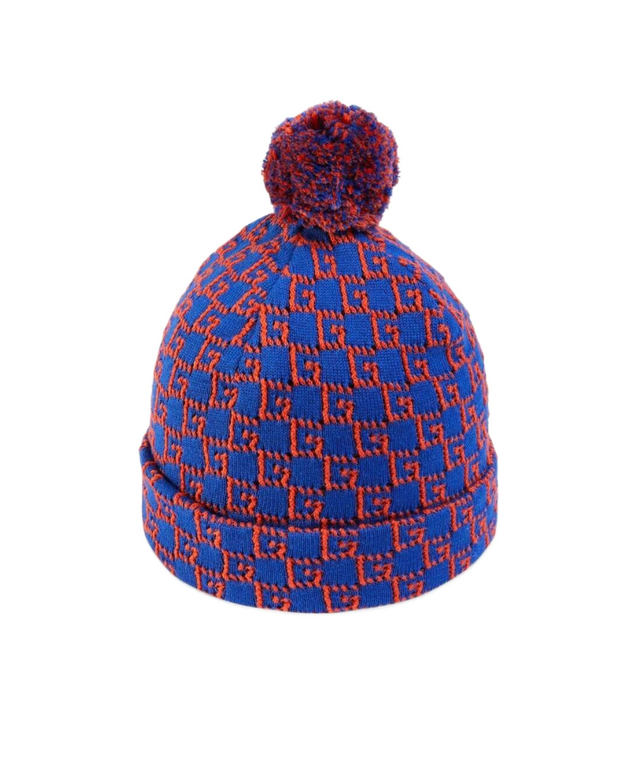 Gucci Square G Cotton Beanie In Blue
