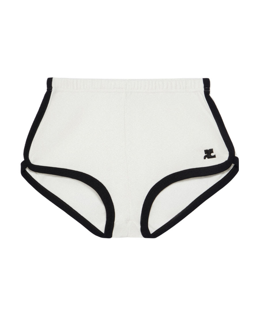 COURRÈGES CONTRASTING-TRIM LOGO SHORTS 