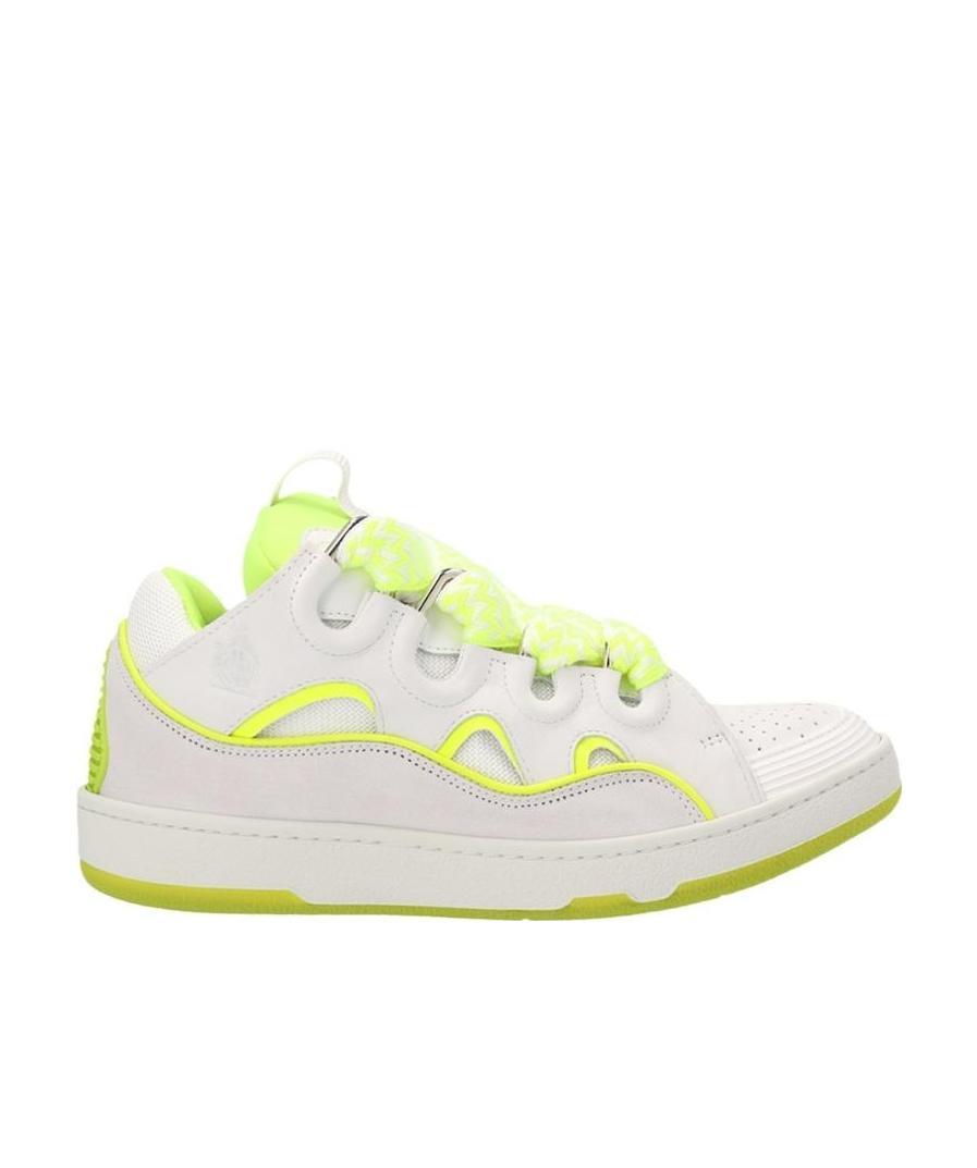 Lanvin Curb Leather Sneakers In White