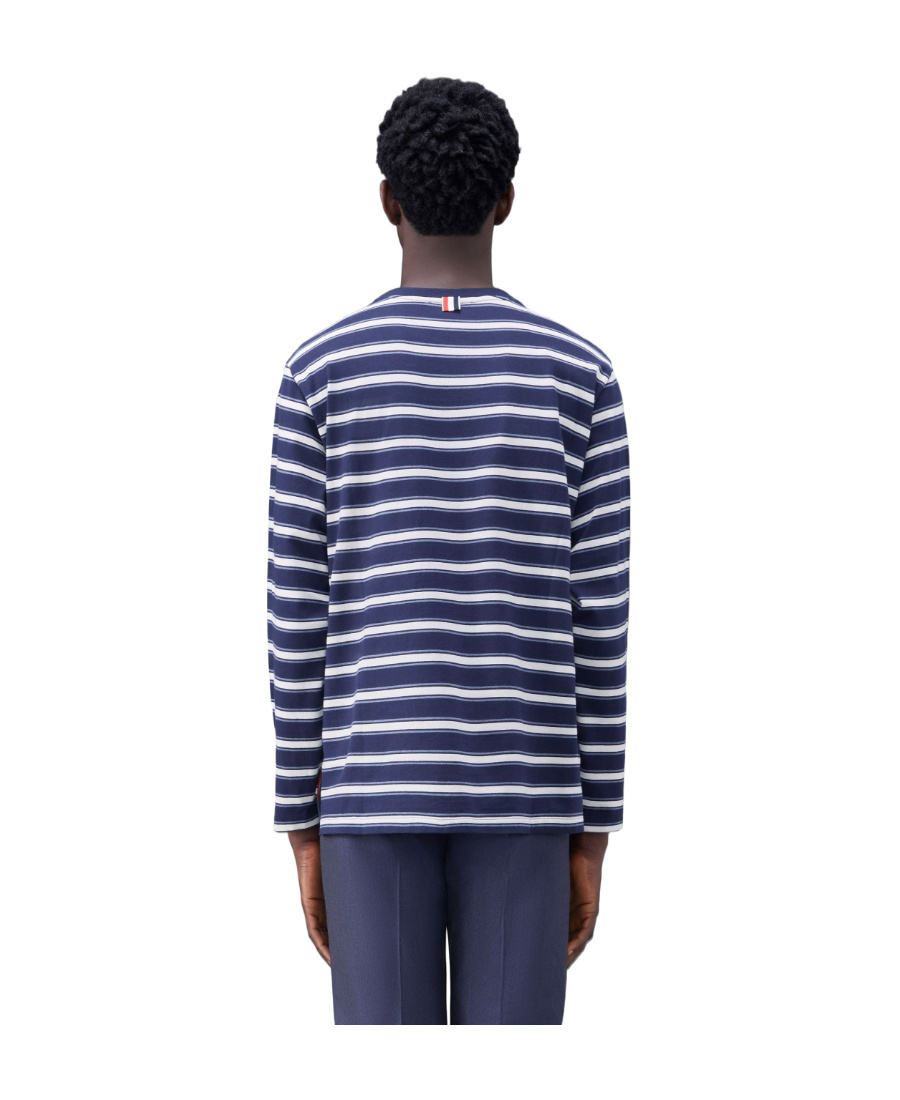 Thom Browne Stripe-print Long-sleeved T-shirt In Blue