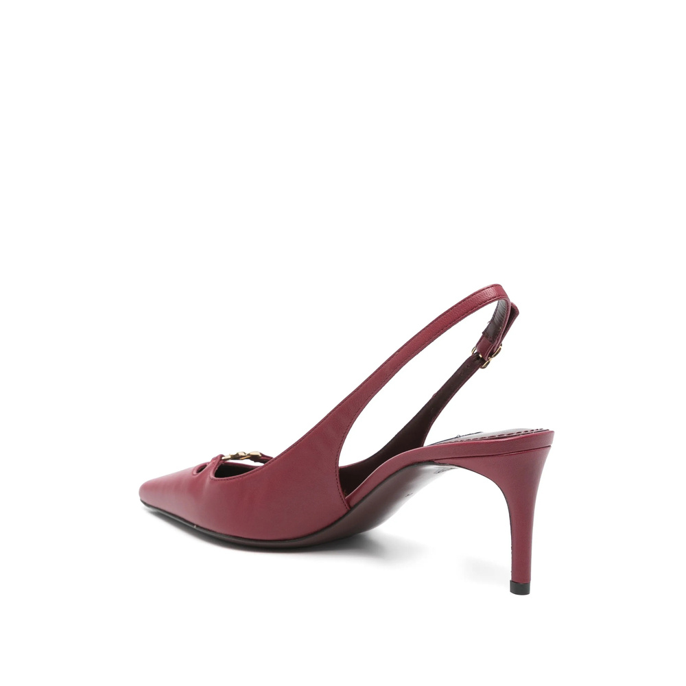 Dolce & Gabbana Bordeaux Slingback Pumps With Medium Stiletto Heel And Logo Plaque On The Front In Patent Leather Wo