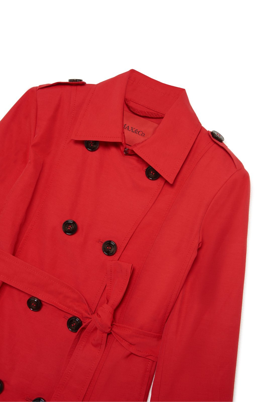 Maxco. Belted Double-breasted Coat In Red