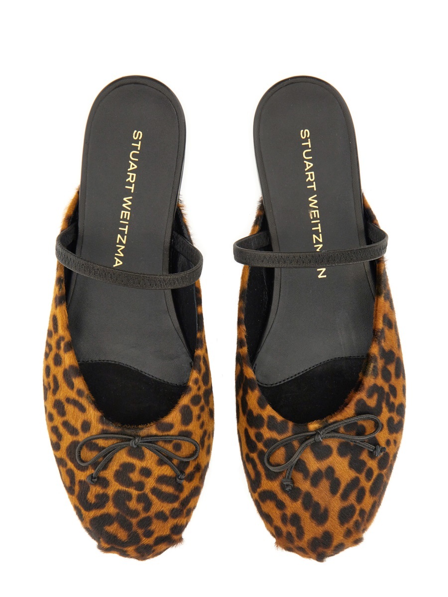 Stuart Weitzman Prima Leopard-print Calf-hair Ballet Mules In Animal Print