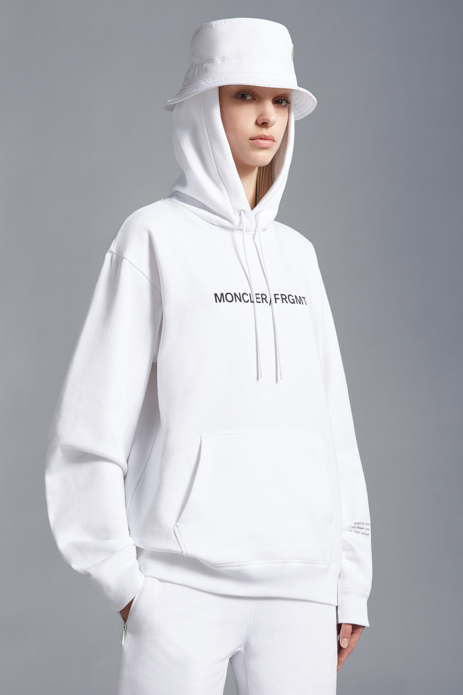 Shop Moncler Floral Motif Hoodie In White