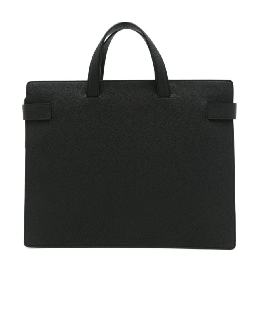 Ferragamo Medium Gancini Buckle Leather Briefcase In Black