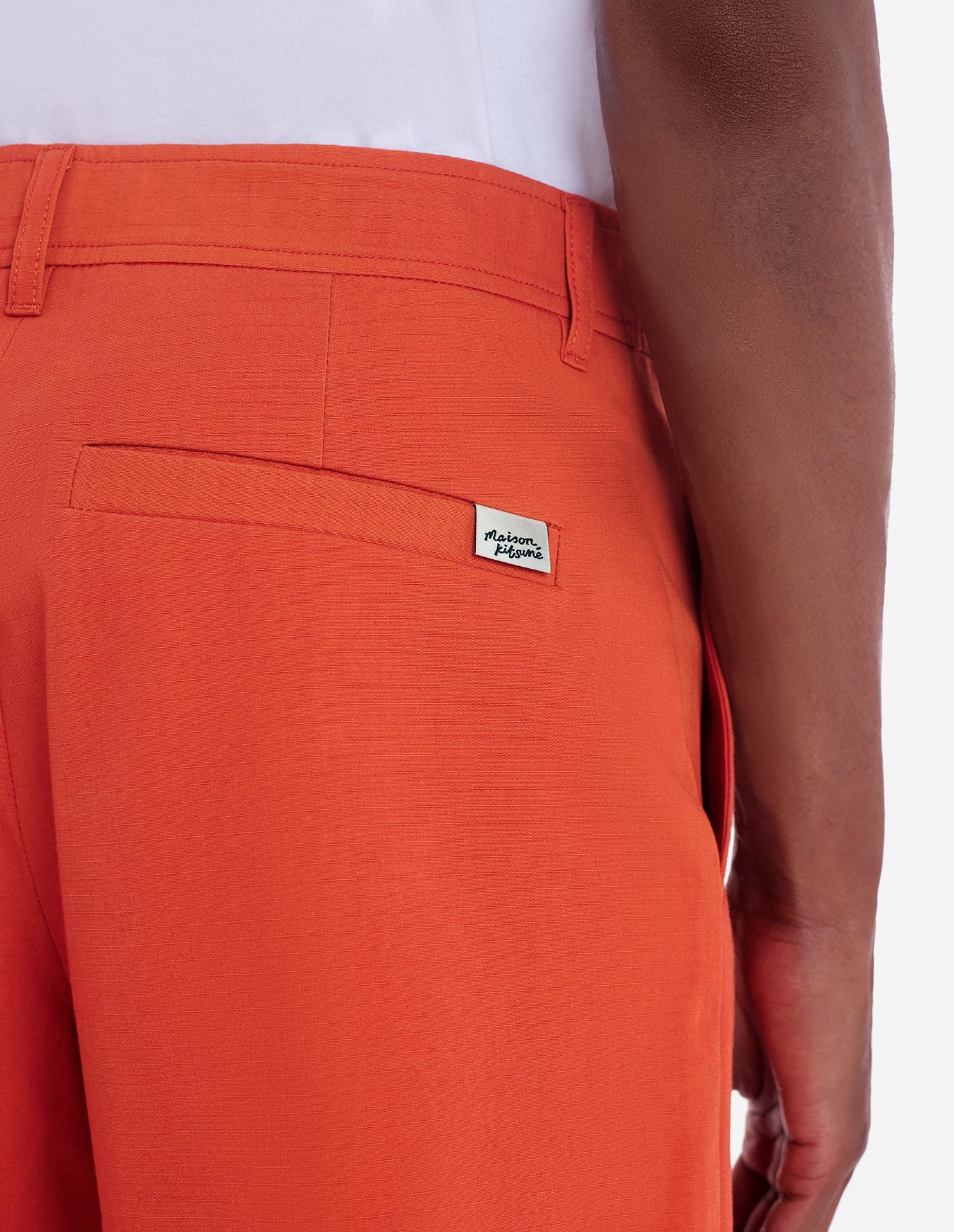 Shop Maison Kitsuné Board Cotton Bermuda Shorts In Red