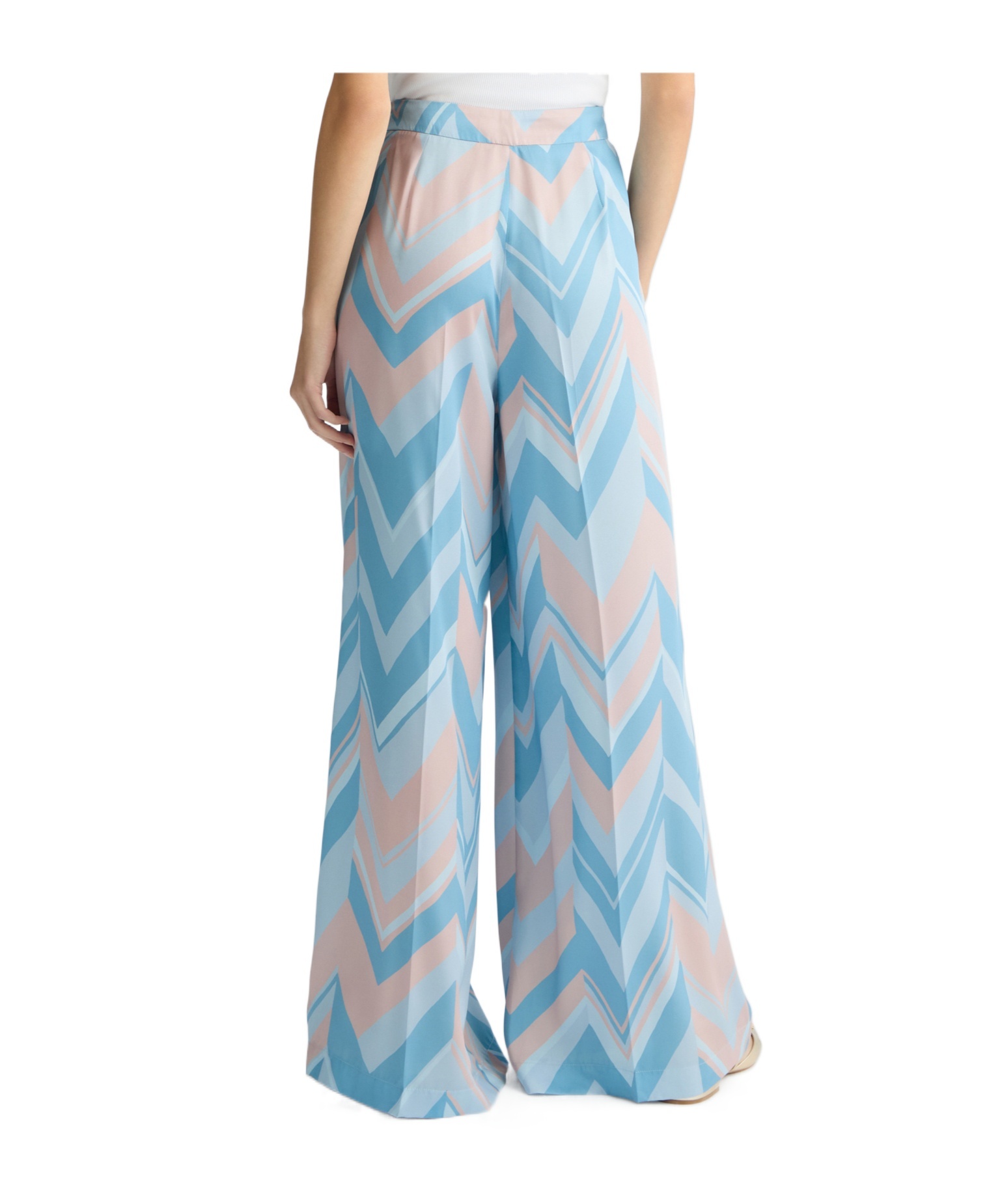 Liu •jo Liu Jo Soft Light Blue And Pink Printed Trousers