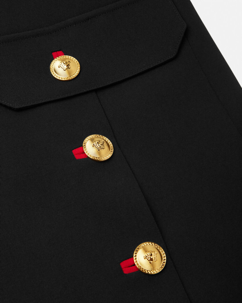 Versace Wool Gabardine Minidress In Black