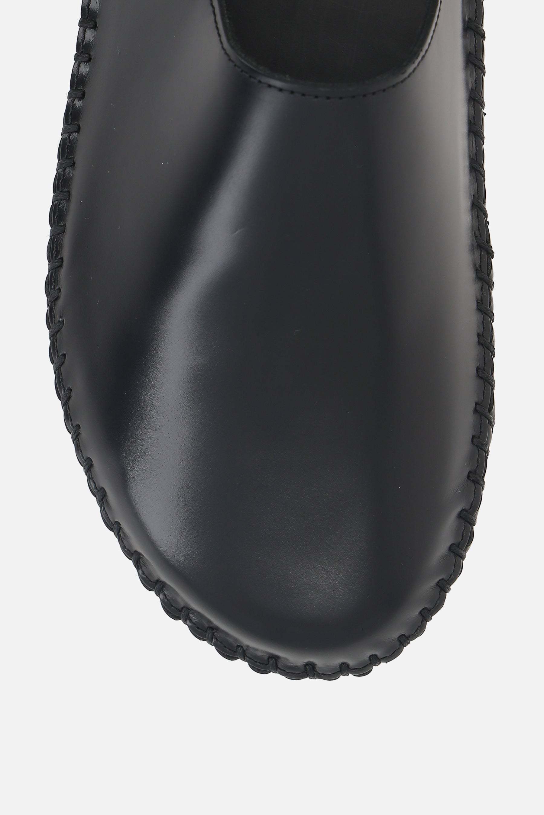 Hereu Round-headed Flat Sandals In Black
