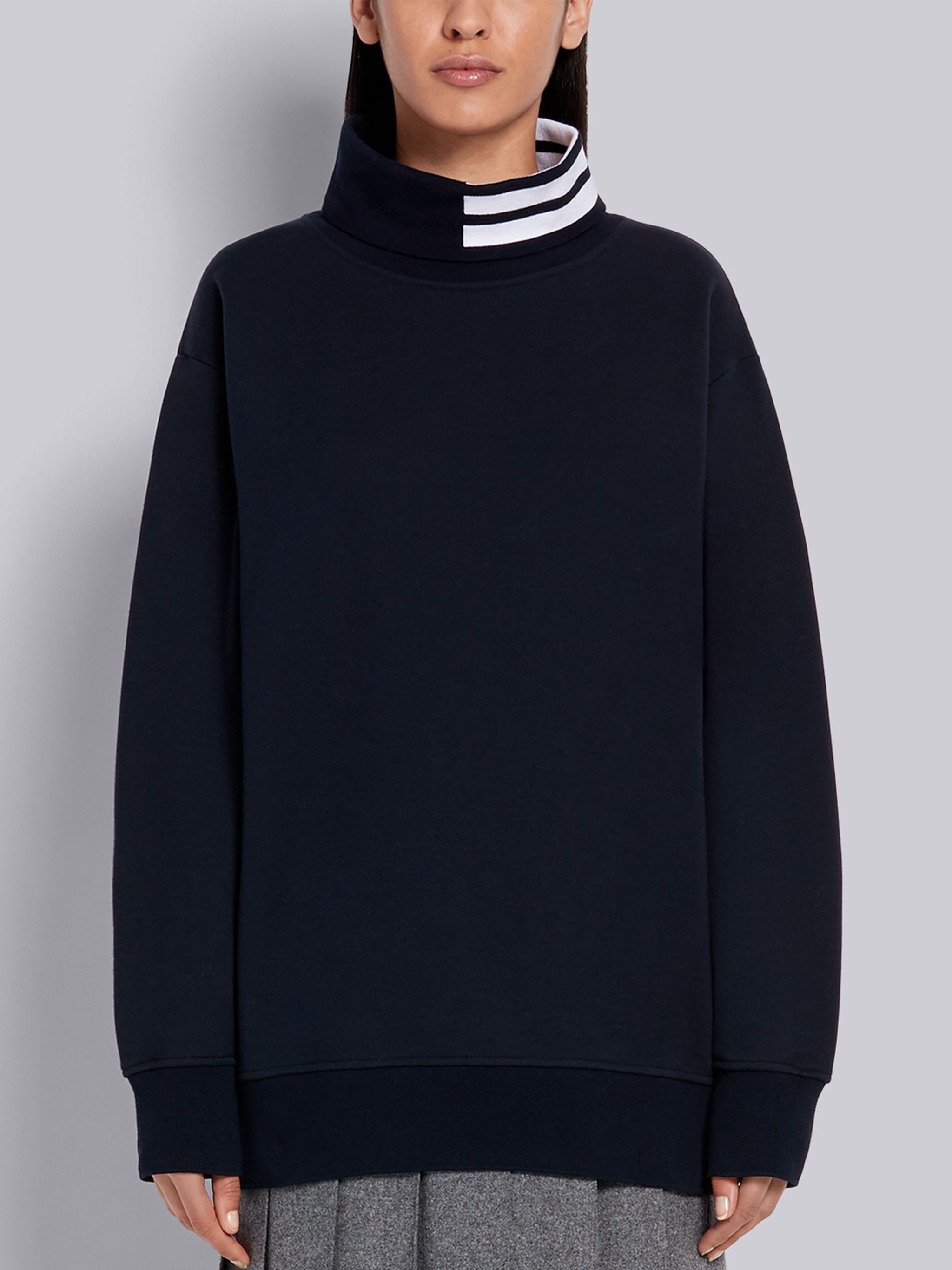 Thom Browne 4-bar Stripe Intarsia Turtle-neck Sweatshirt In Black