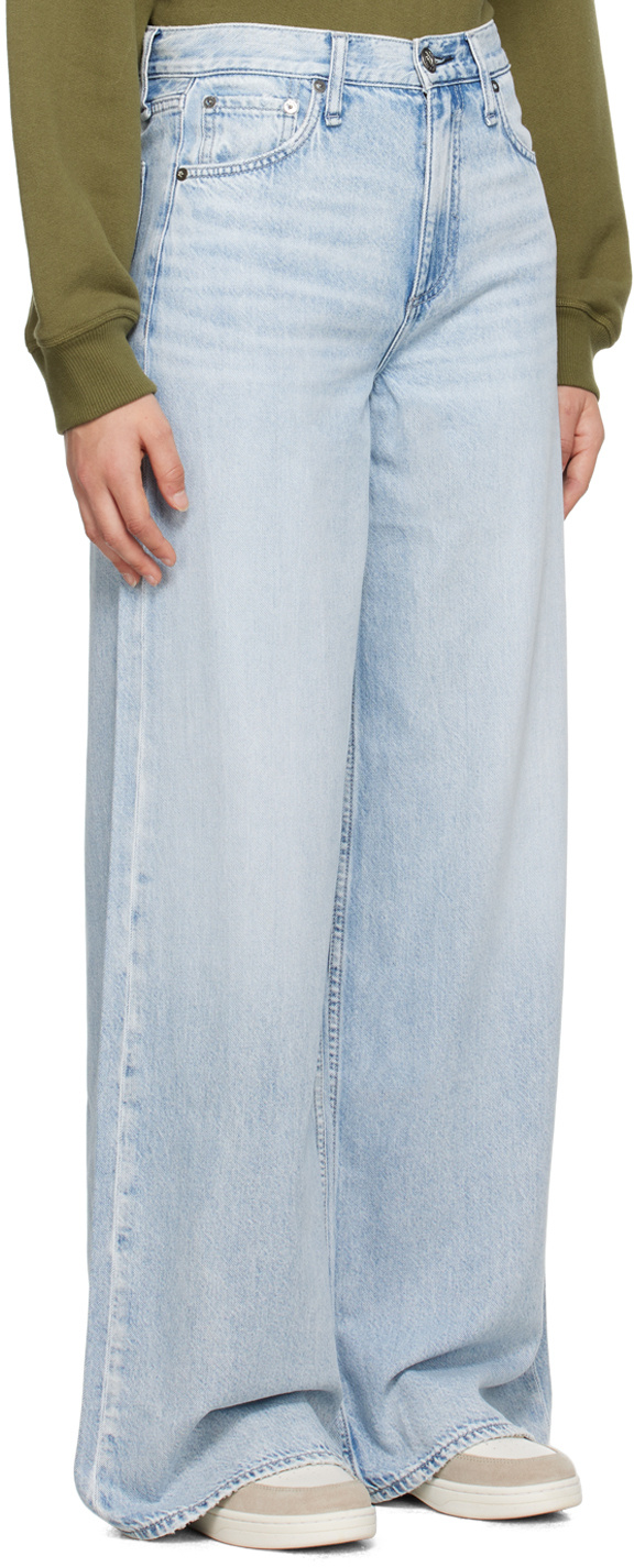 Rag & Bone Logo-patch Wide-leg Jeans In Blue