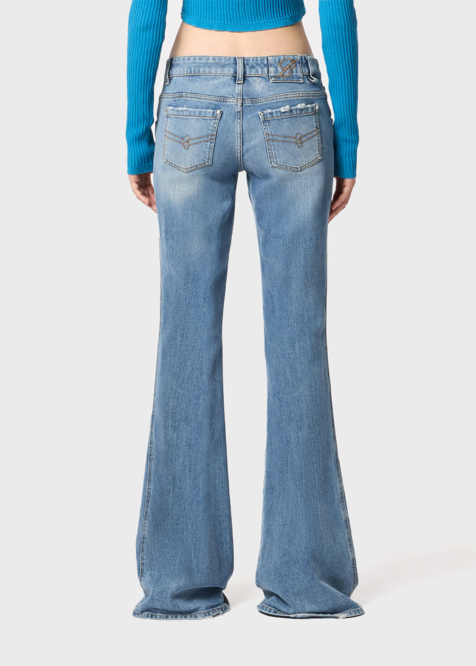Blumarine Flared-leg Cotton Jeans In Blue