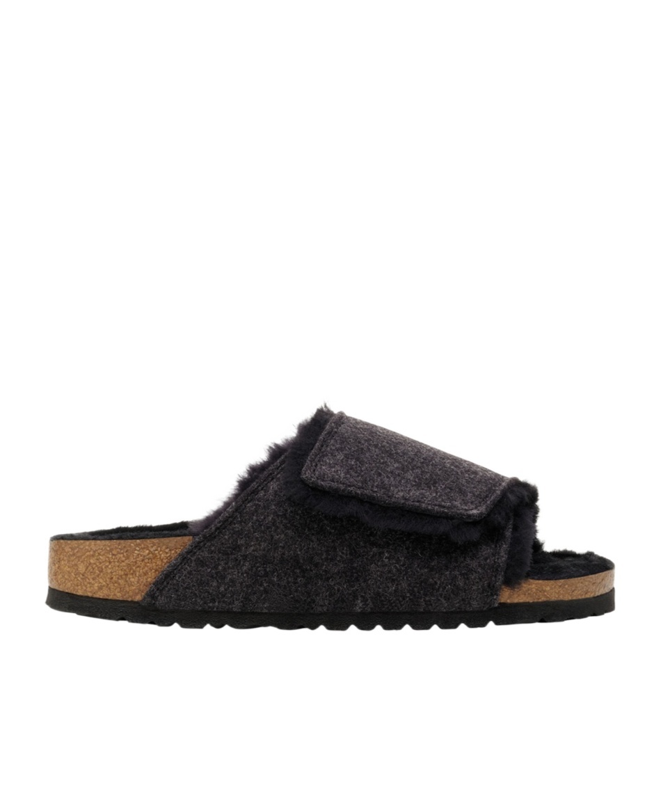 Birkenstock Solana Felt Touch-strap Slippers In Black
