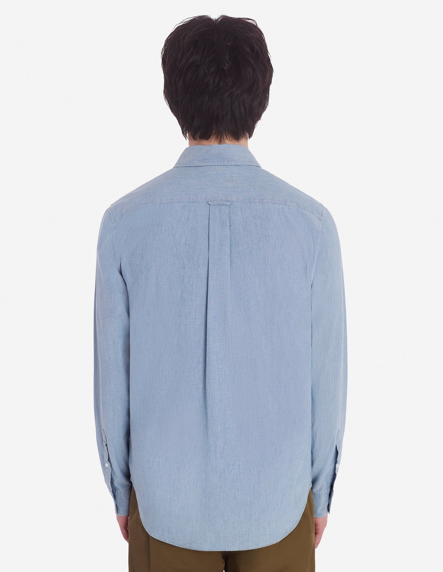 Maison Kitsuné Fox Head-patch Cotton Shirt In Gray