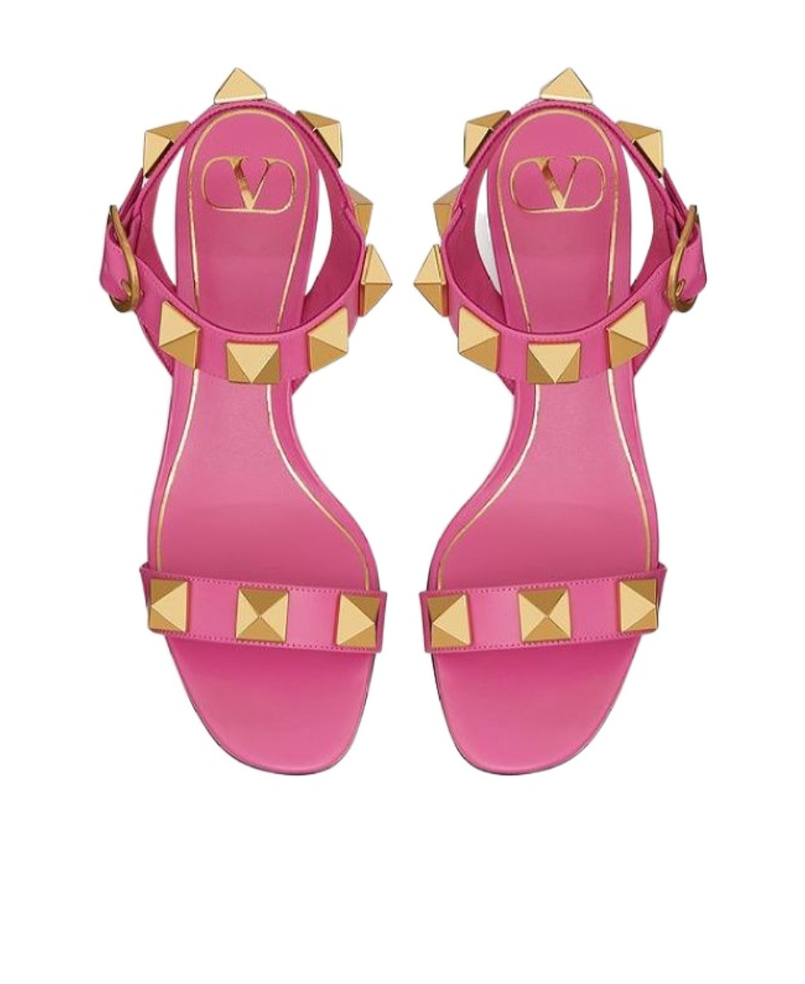 Valentino Studded Roman 90mm Sandals For Women In Pink In Pink