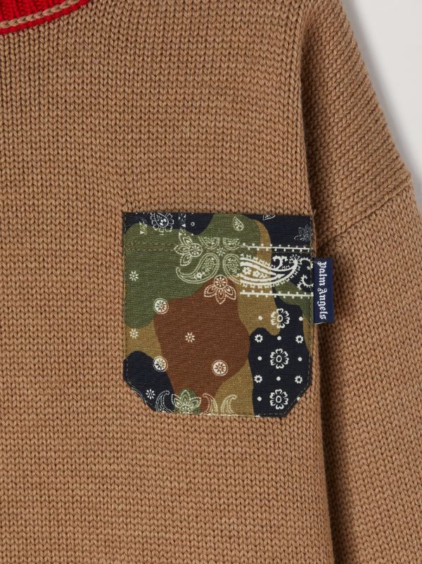 Palm Angels Camouflage-print Virgin Wool Jumper In Brown
