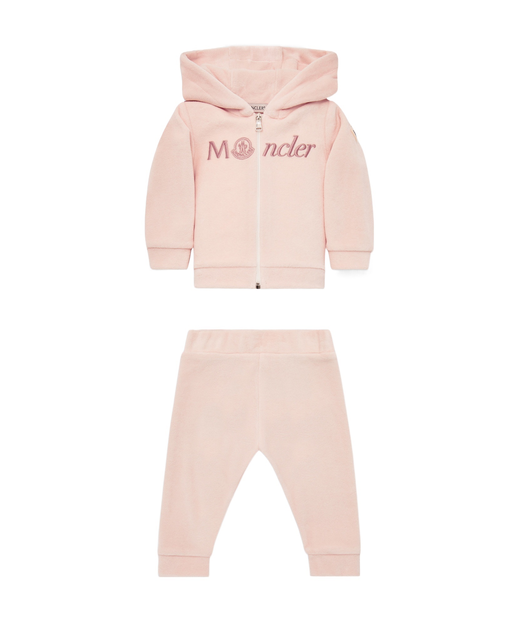 Moncler Logo-embroidered Fleece Tracksuit In Pink