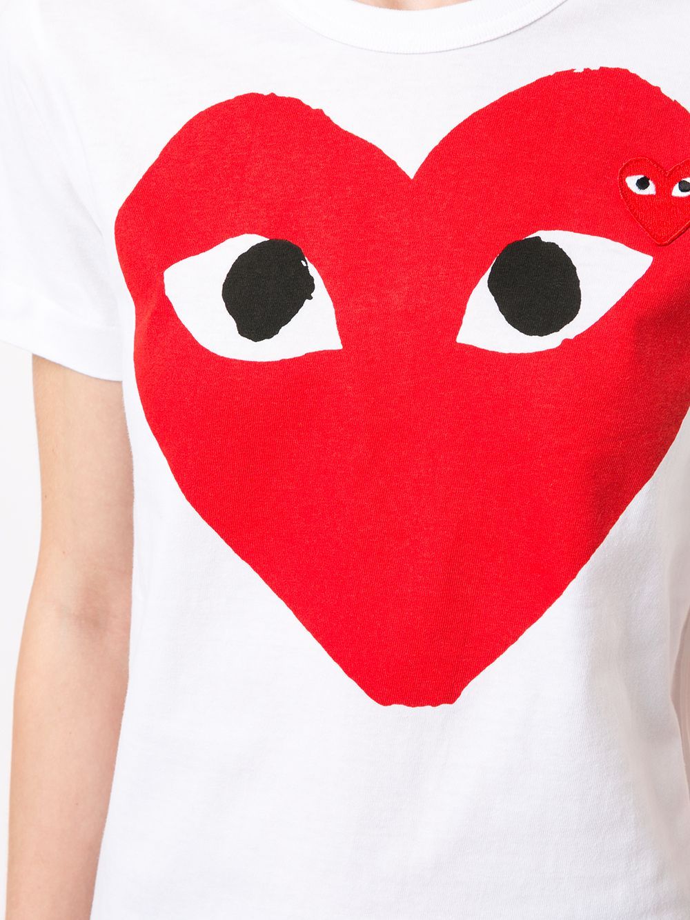 Comme Des Garçons Play Heart Print Logo Patch T-shirt In White