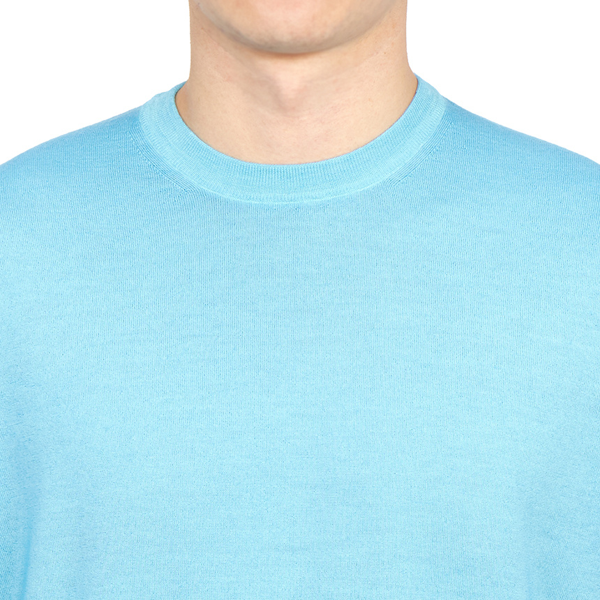 Drumohr Man Sweater Sky Blue Size 42 Super 140s Wool In Blue