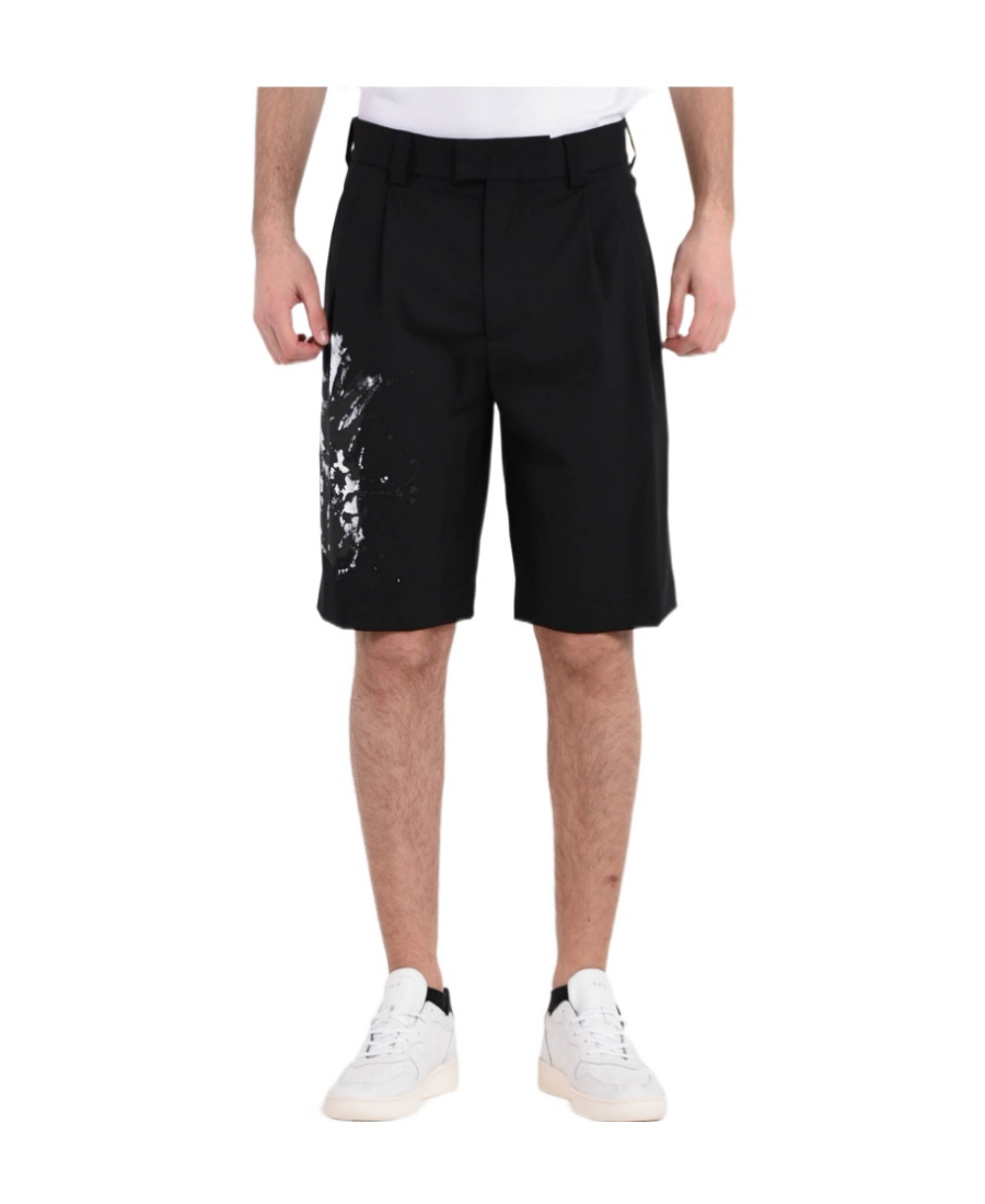 Msgm Paint Spatter Detail Shorts In Black
