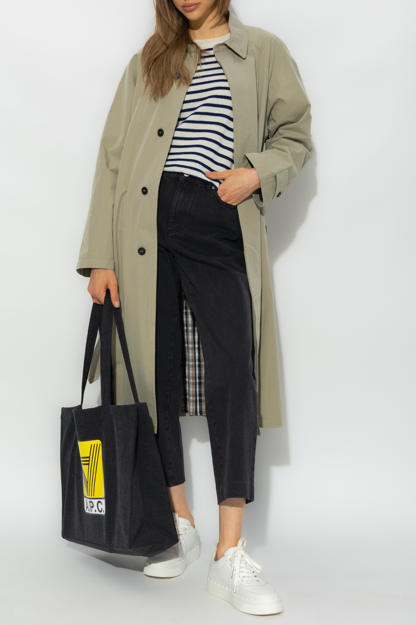 Apc Concealed-fastening Belted Trench Coat In Nude