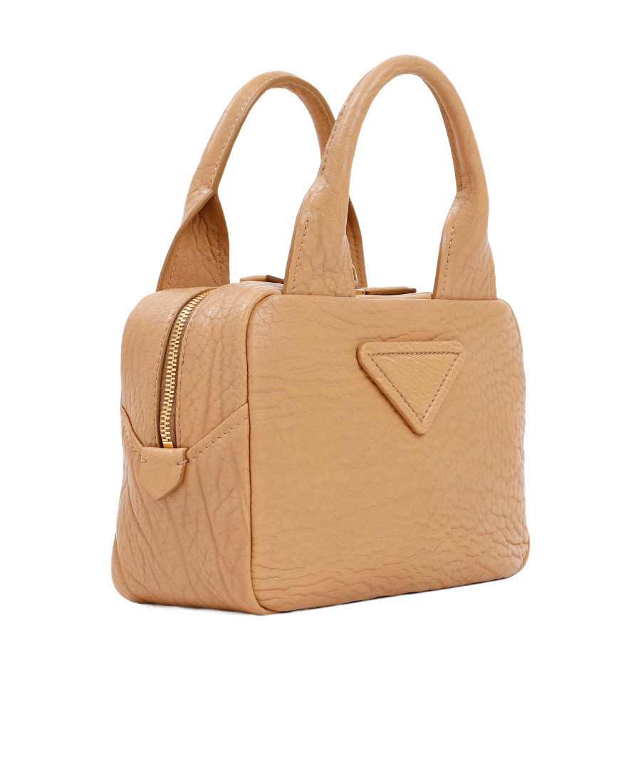 Prada Leather Logo Handbag In Nude