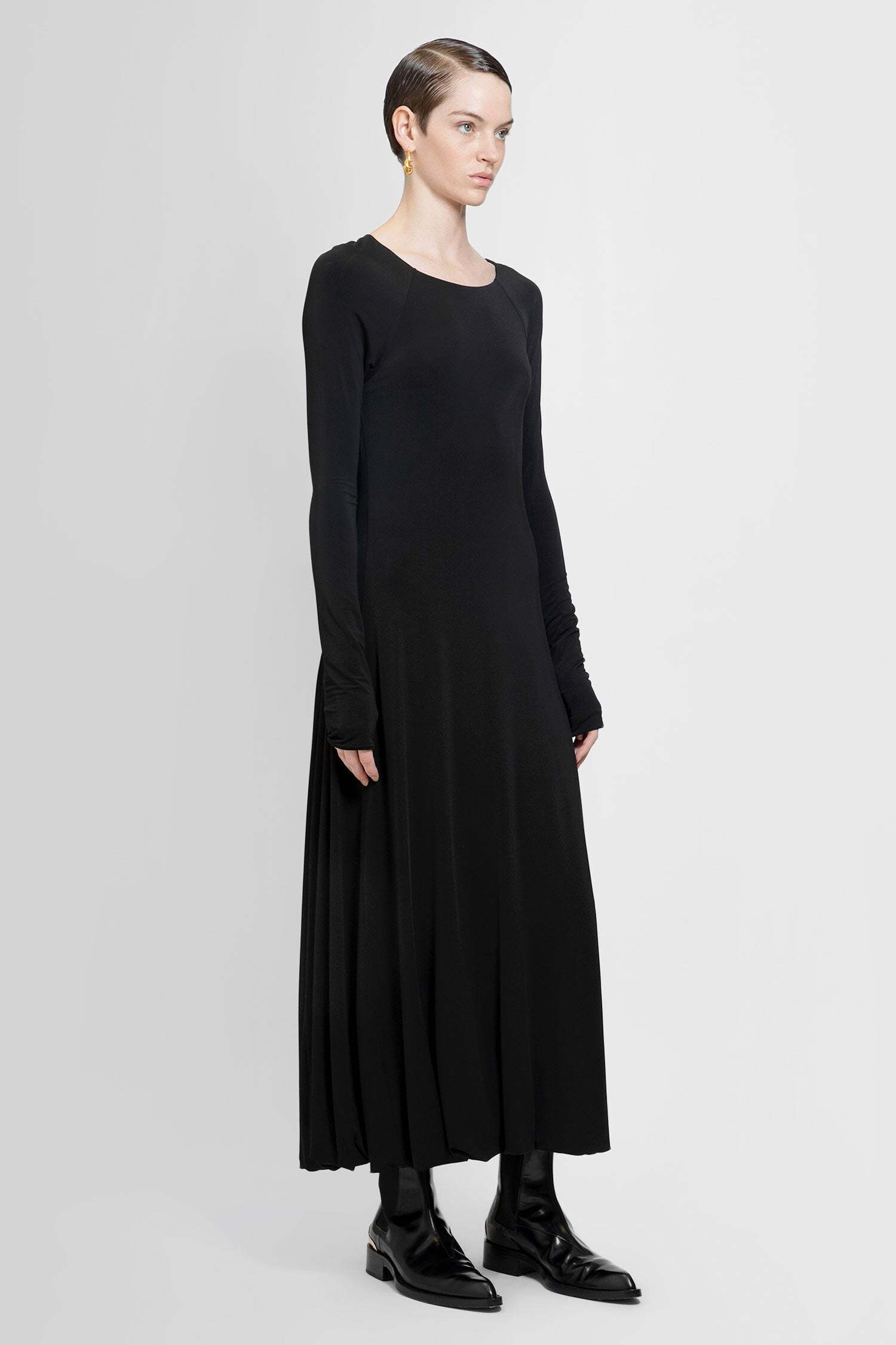 Jil Sander Open-back Midi Dress In Black