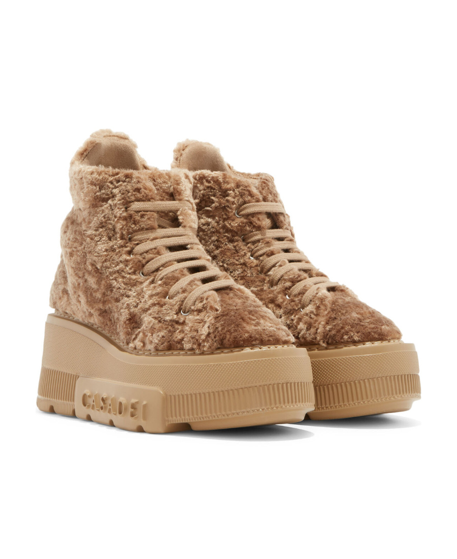 Casadei Nexus Fleece-texture Sneakers In Nude