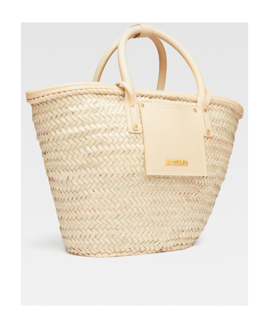 Jacquemus Le Panier Soli Raffia Tote Bag In Nude