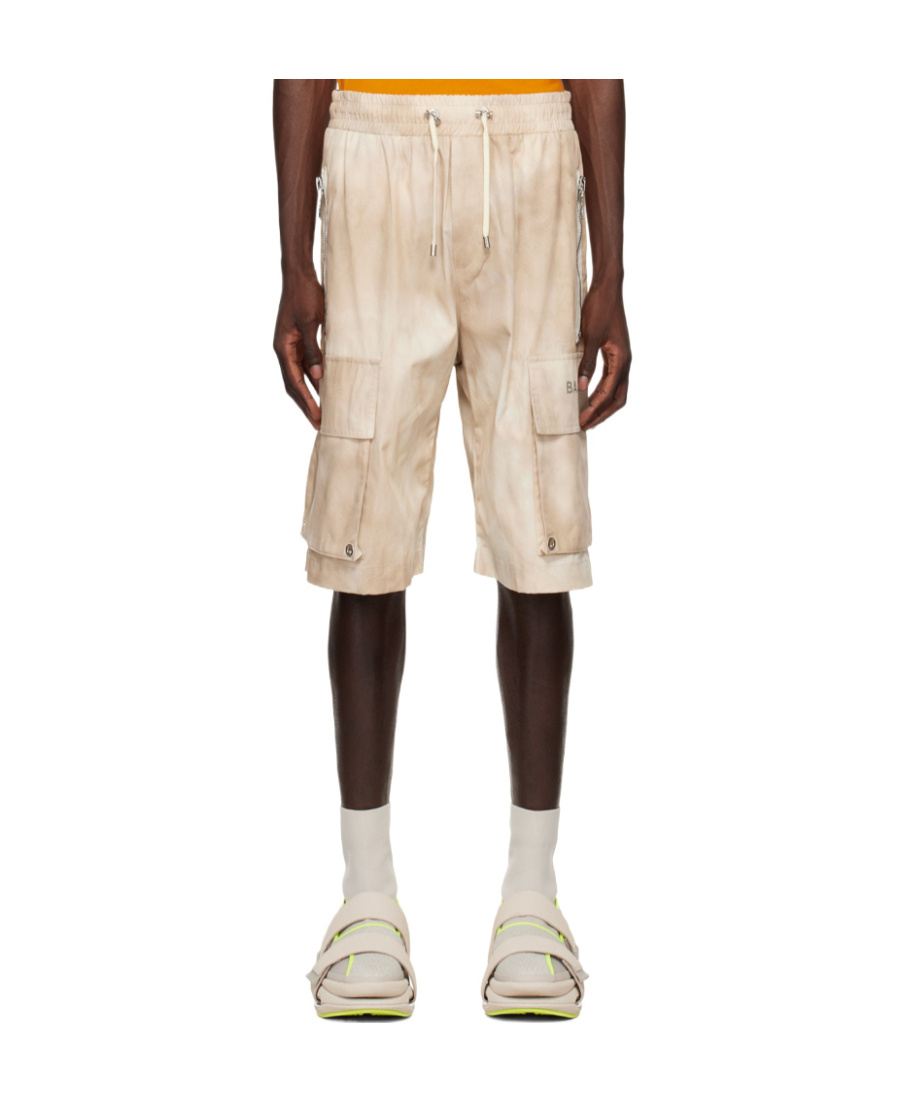 BALMAIN FADED-EFFECT COTTON CARGO SHORTS 