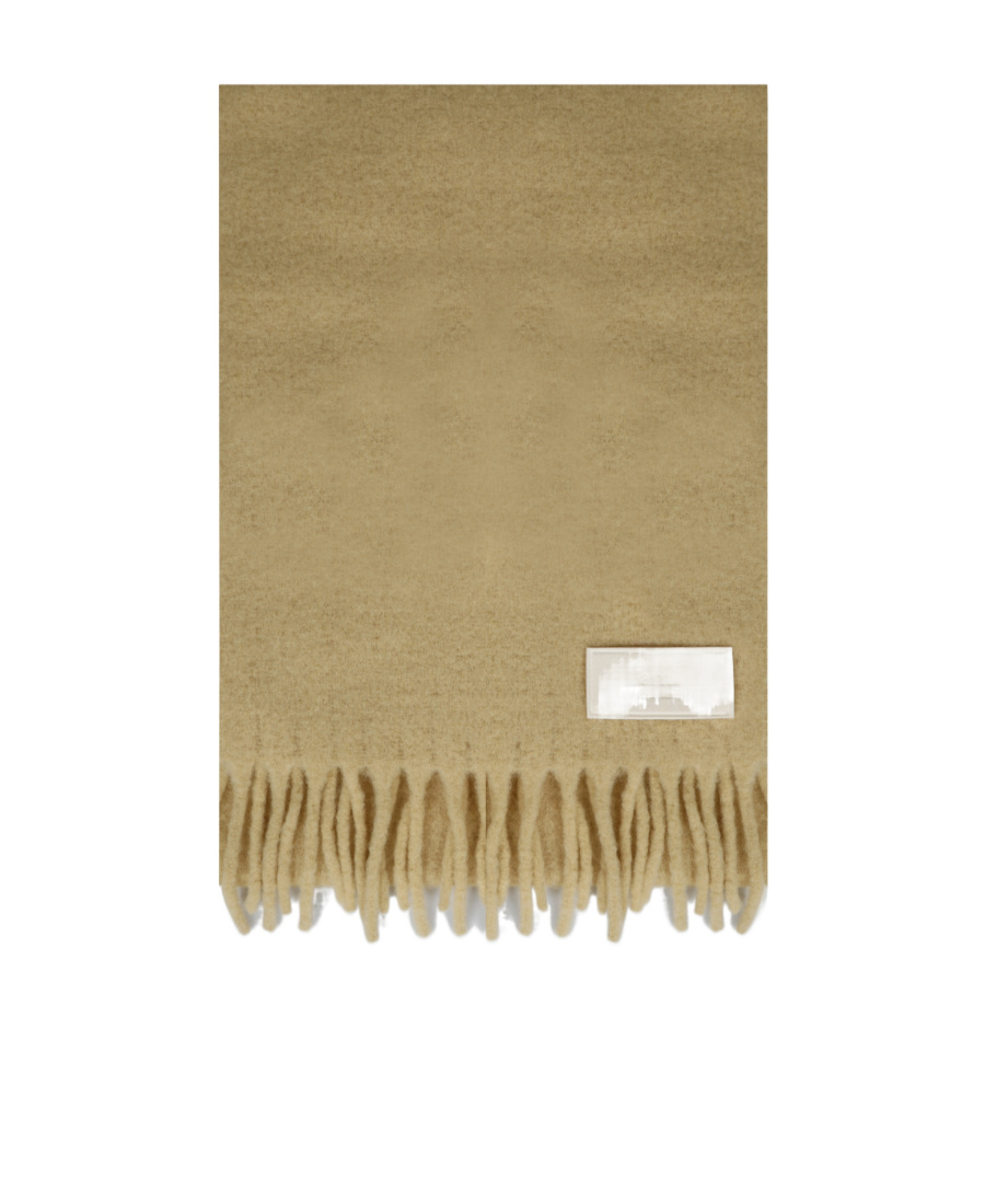 Ami Alexandre Mattiussi Ami Paris Logo Patch Fringed Edge Scarf In Green