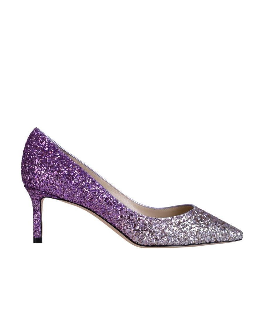 Jimmy Choo Logo Matching High-heeled Shoes In Purple